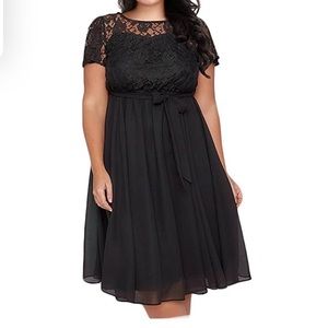 Nemidor Scoop neck, lace top midi dress size 22